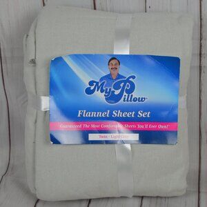 MyPillow Flannel Twin 3 Piece Sheet Set Light Grey 100% Cotton NEW
